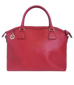 GG Charm Dome Tote, Leather, Red, 449660 493492, 2